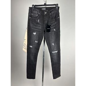 Bluecarats The Mcqueen 5-Pkt Distressed Slim Vintage Black Jeans NWT $235 28