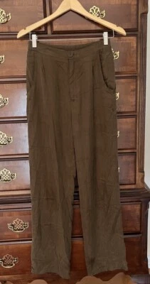 Pantalones para mujer Djerf Avenue On The Go cupro/algodón marrón PEQUEÑOS brillo sedoso cómodos Foto 1 de 4