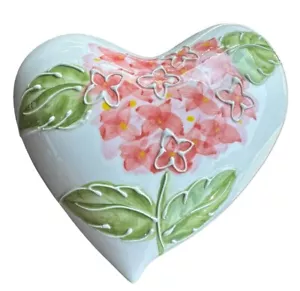 Portagioie a forma di cuore vintage Greenbrier Int’l dipinto a mano floreale San Valentino amore - Foto 1 di 8
