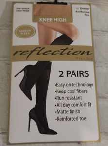 Women's Reflection 2 pairs of Knee Highs size Q-Nude