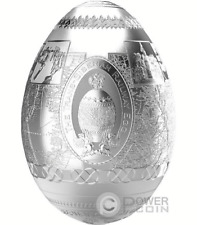 Faberge Imperial Egg 7 Troy Oz Silver Trans-Siberian Railway w Display BOX & COA