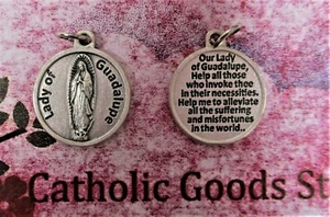 Our Lady of Guadalupe + Prayer - Silver Tone  - Medal - Picture 1 of 3