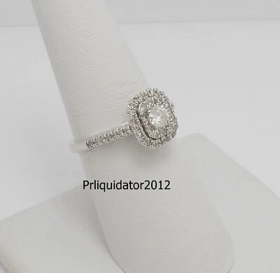 1/2CT Natural Diamond Halo Frame Engagement Wedding Bridal Ring 10K White Gold - Image 1 of 4