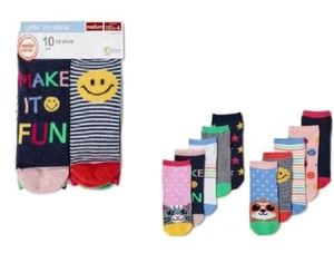 Wonder Nation Girls No Show Socks10 Packs  - Size 6-10.5 - - Picture 1 of 3