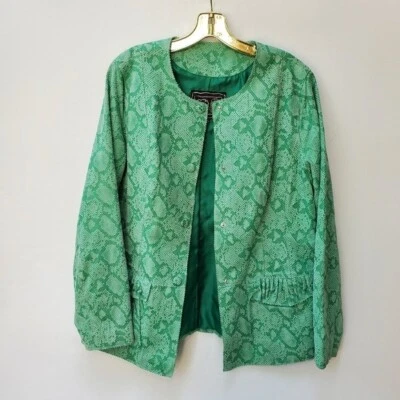 Chaqueta 100% Cuero Genuino Estampado Piel de Serpiente por Falchi Completamente Forrada L Foto 1 de 4