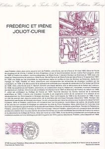 Document Philatélique 1er Jour : 27 1982 - Joliot-Curie Frédéric & Irène - Picture 1 of 1