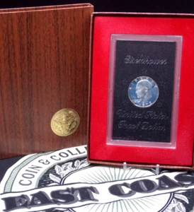 1972 "S" Eisenhower IKE Silver Dollar PROOF 1 $ Brown Box 40% SILBER ECC&C, Inc. - Bild 1 von 2