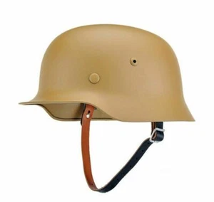 WW2 German M35 Helmet Steel WH Army M1935 Stahlhelm Genuine Leather Liner Tan - Picture 1 of 4