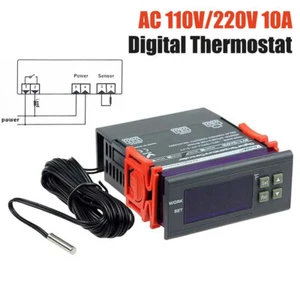 AC 110V 220V Digital Fahrenheit Temperature Controller Sensor Thermostat 10A - Picture 1 of 8