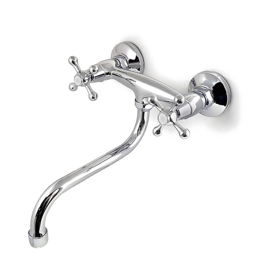 Nostalgie Wasserhahn Bad Retro Waschtisch Armatur Zweigriff Mischbatterie - Bild 1 von 4