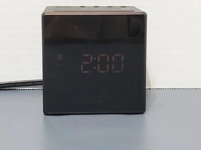 Sony ICF-C1 Alarm Clock AM FM Radio  4 INCH CUBE BLACK WORKS VGUC - Image 1 of 4