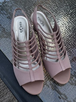 East5th Size 6.5 Medium rose gold Strappy Sandals 2 3/4" Women's Heels - Image 1 of 4