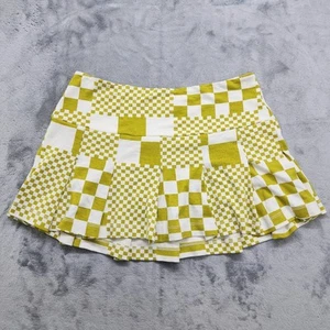 Urban Outfitters UO Skirt Womens M Green Geometric Checkered Noelle Pleated Mini - Picture 1 of 9