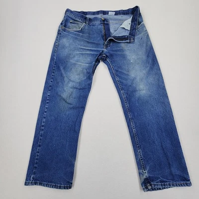 Vtg Key Jeans Medium Wash Utility Workwear DISTRESSED Sz 34×29  - Image 1 of 4