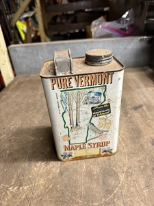Vintage Old Rare Coombs Pure Vermont VT Maple Syrup Bird Half Gallon Tin Can USA - Picture 1 of 14