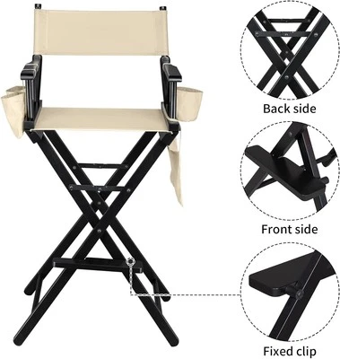 Upgraded 31" Height Tall Director Chair Folding Artist Makeup,Side Bags - Image 1 of 4