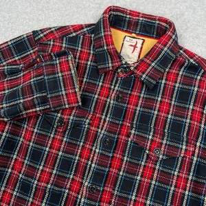 Relwen Blanket Flannel Shirt Mens Medium Red Black Tartan Plaid Brushed Heavy - Picture 1 of 10