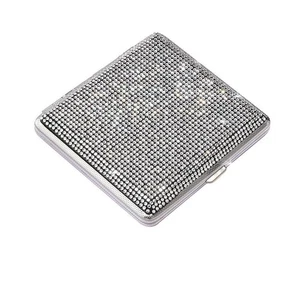 Estuche de metal abatible con soporte para cigarrillos brillante diamante caja de cigarrillos para mujer - Imagen 1 de 6