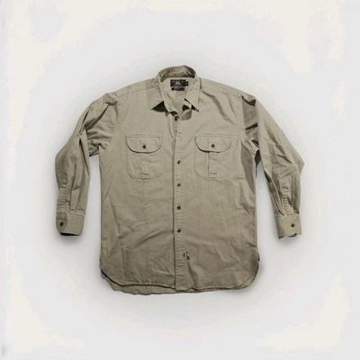 RRL Ralph Lauren Twin Pocket Twill  Cotton Tan Khaki Safari Work Shirt M - Image 1 of 4