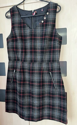 Joe Browns Black Check Pinafore Dress Size 12.  Lined.  Good Condition - Image 1 of 4