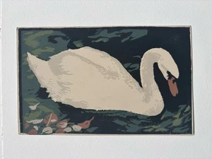 NORMAN HEPPLE RA 1908-94 Original LINOCUT "Swan" Unsigned - Picture 1 of 2