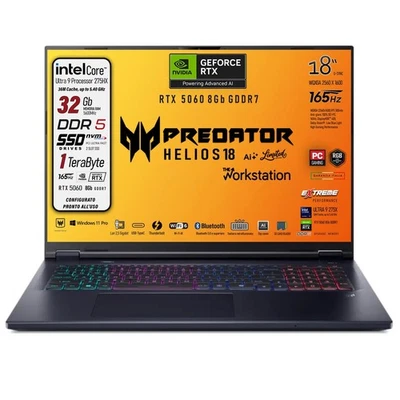 Acer Predator Helios 18Ai Ultra9 275X SSD 1 TB RAM 32GB DDR5 RTX 5060  18" 165Hz - Immagine 1 di 4