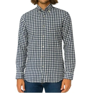 H&M Mens Button Down sz S Label of Graded Goods Blue Plaid Cotton Long Sleeve - Picture 1 of 14