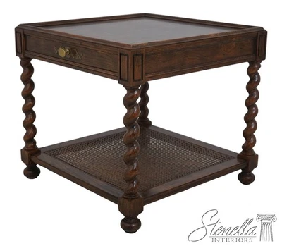69363: Vintage BAKER Burl Wood 2 Tier Barley Twist Table - Image 1 of 4