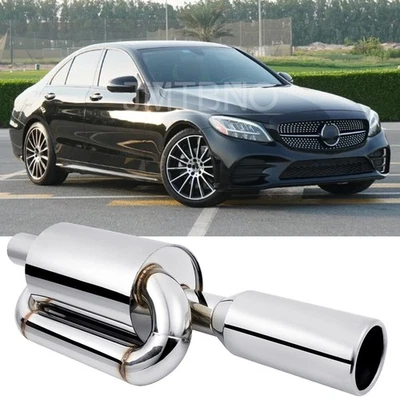 For Mercedes-Benz C300 Twin Loop Exhaust Muffler Resonator 2.5" Inlet 4.0" Tip - Image 1 of 4