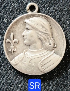 XIX è - Belle Médaille En Argent 20mm - Jeanne D'Arc Née à Domremy 1414 - Picture 1 of 2