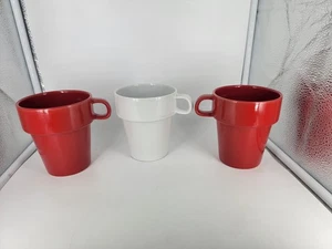 Juego de 3 tazas Mulberry Home Flower Pot rojo blanco ¡4ª taza gratis! - Imagen 1 de 9