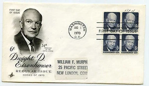 1393 6c Dwight D. Eisenhower ArtCraft, addressed, block of 4, FDC - Picture 1 of 1