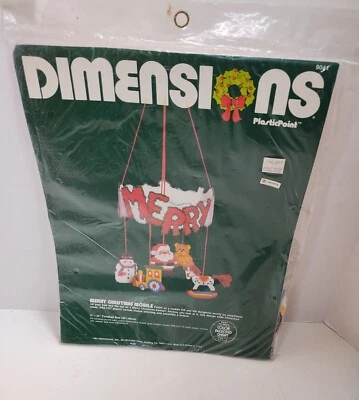 Dimensions Merry Christmas Ornaments Mobile Plastic Canvas Kit Counted Cross Vtg - Image 1 of 4