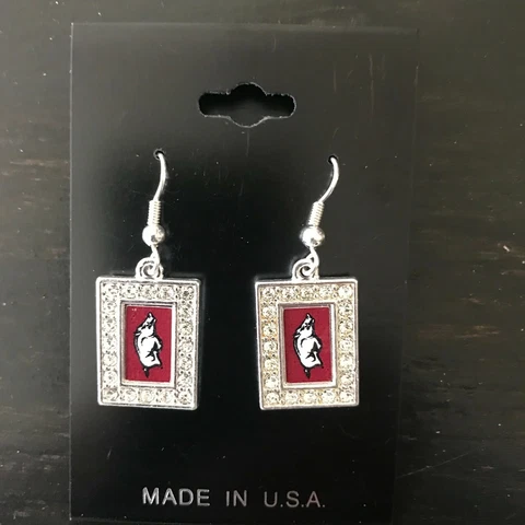 Arkansas Razorbacks NCAA Silver-tone Logo Earrings Cover