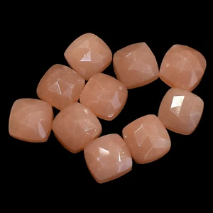10 Pcs Natural Peach Moonstone Faceted Cushion Shape Loose Gemstone 8 mm BDU-609 - Picture 1 of 8