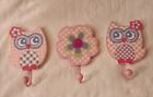 Girls Bedroom Wall Decor By Tri-Coastal Design Set Of 3 Pink Wooden Wall Hooks