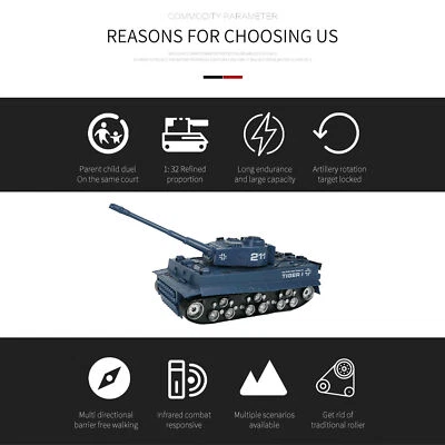 RC Tank 4 Channels Long Span Climbing Rotation 1:32 Battle Tank Toy For Kids DMQ - Image 1 of 4