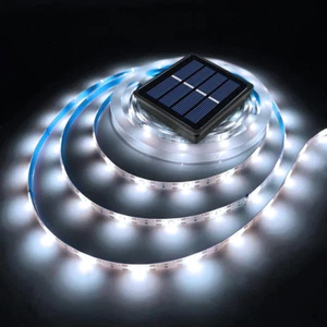 Solar LED Strip Lights Outdoor Waterproof 19.6FT 180 LED White Solar Powered - Picture 1 of 12