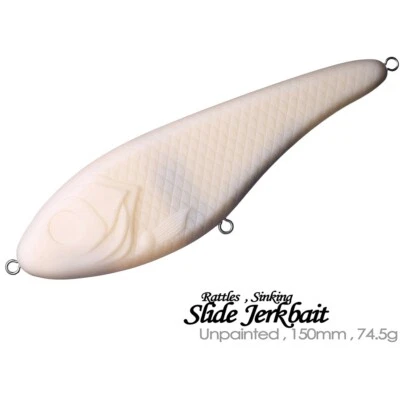 5PCS 15CM 74.5G Sinking Rattle Slide Jerkbait Unpainted Bait Blank Fishing Lure - Image 1 of 4