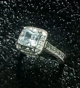 Vintage Princess Cut CZ 925 Sterling Silber Multi Stein Verlobungsring Ehering - Bild 1 von 6