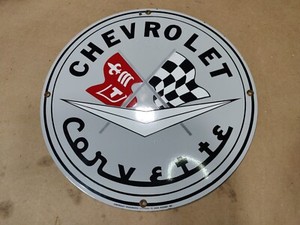 Chevrolet Corvette Metal Silver Sign