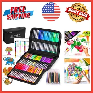 Gel Pens for Adult Coloring Books 120 Pack Artist Colored Gel Marker Pens Set - Picture 1 of 8