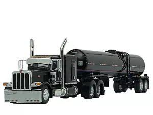 1/64 DCP PETERBILT 389 FLAT TOP W/ BRENNER BLACK ASPHALT TANKER TRAILER - Picture 1 of 8