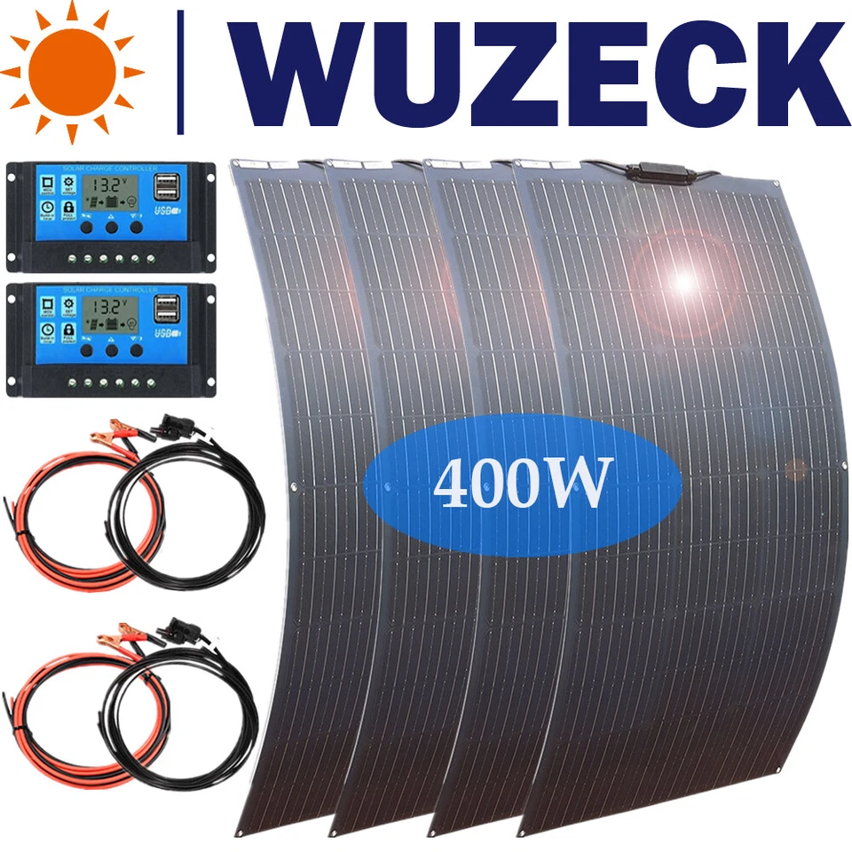 400W Watt flexibles Solarpanel-Kit für Camping Zuhause Wohnmobil Akku Laderegler - Bild 1 von 4