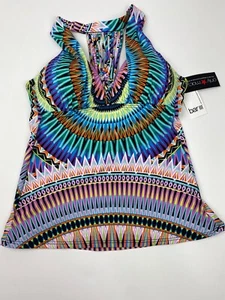 Bar 111 Sunburst Geo Multi Color Tankini Swim Top NWT Size M - Picture 1 of 9
