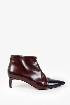 Botín Marni Borgoña Negro Puntera Gatito Tacón Cremallera, Talla 38 Foto 1 de 4