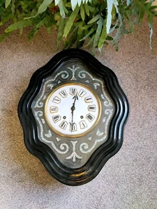 Antique 19th C. French Napoleon Mother of Pearl Inlay & Enamel Wall Clock - Picture 1 of 11
