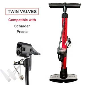 Mini pompa ad aria manuale per bici da pavimento resistente pneumatico bicicletta con calibro - Foto 1 di 6