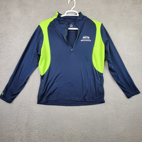 Seattle Seahawks Sweater Women’s Size Extra Large Blue Green Zip Pocket Pullover Cover