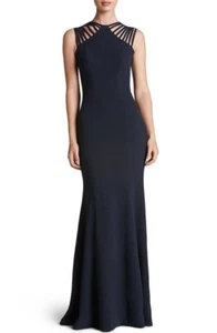 ABITO la POPOLAZIONE Abito XS Navy HARLOW Elasticizzato Crepe Schiena Aperta Abito - Foto 1 di 16